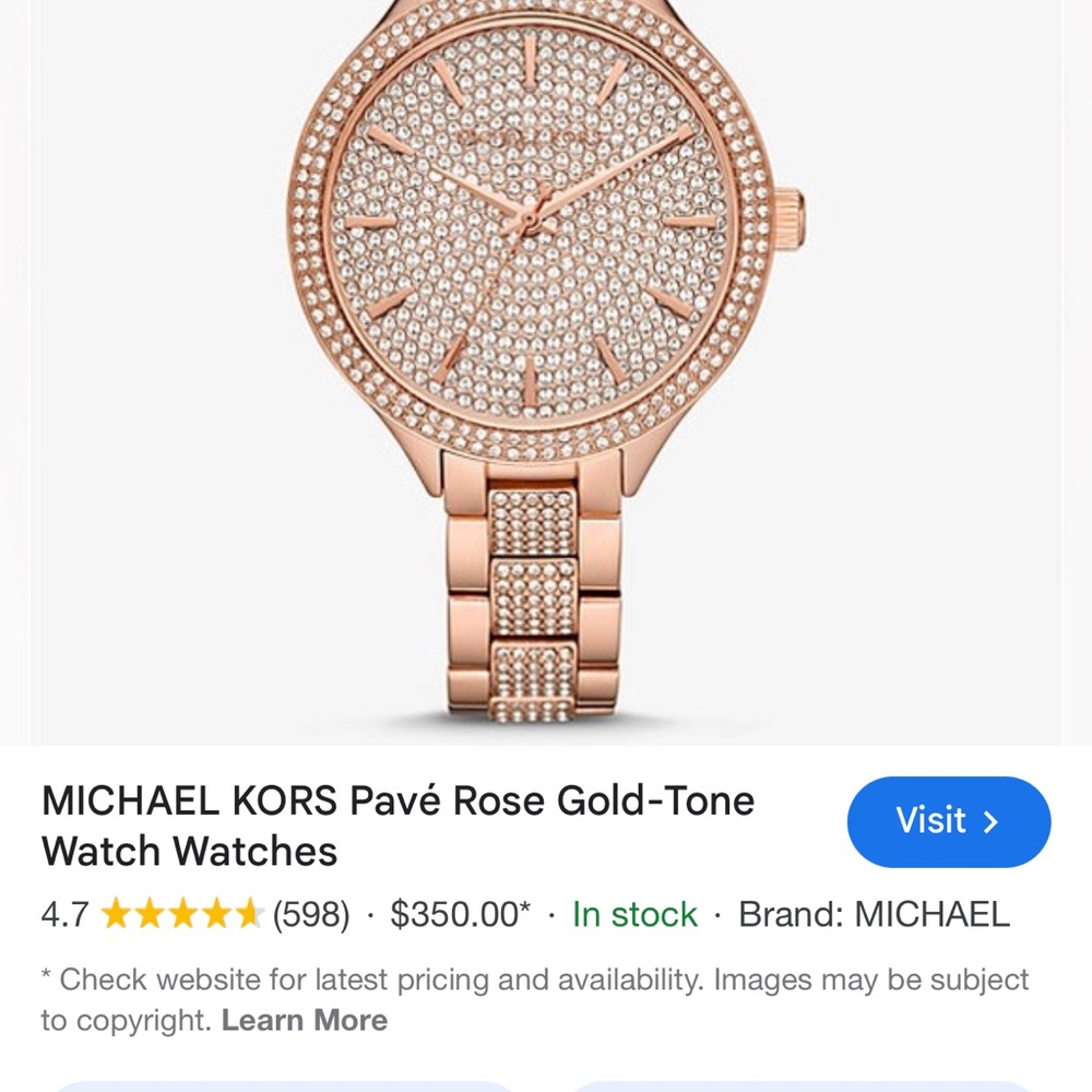 Michael Kors Pave Rose Gold watch. Used. Pictures do not do it justice - Picture 2 of 3